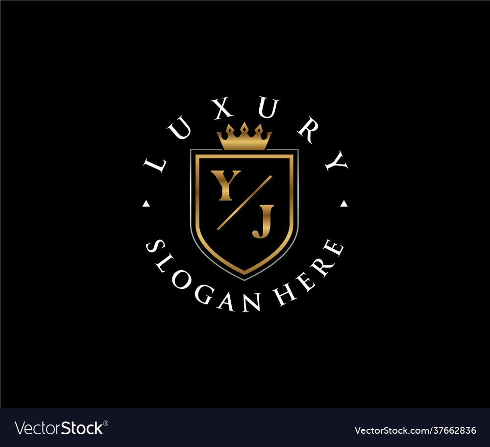 Initial Yj Letter Royal Luxury Logo Template Vector Image