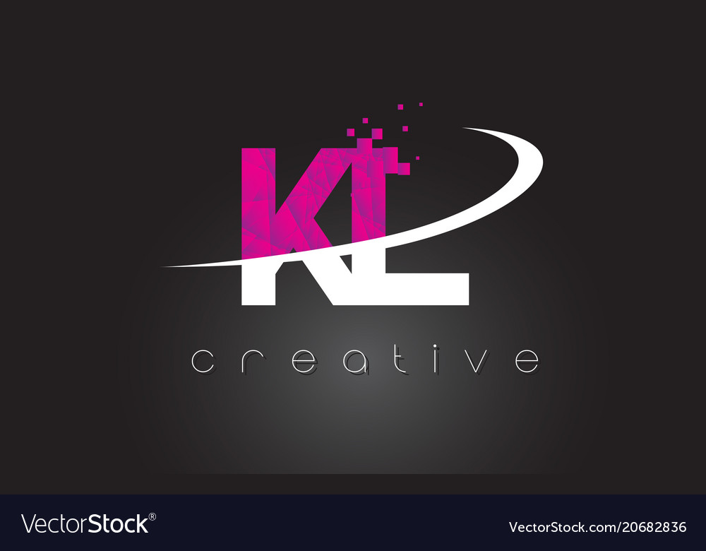 Kl K L Creative Letters Design With White Pink Vector Image