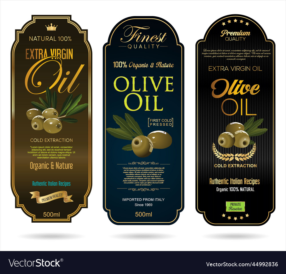 Modern labels graphic design with olives leaves Vector Image