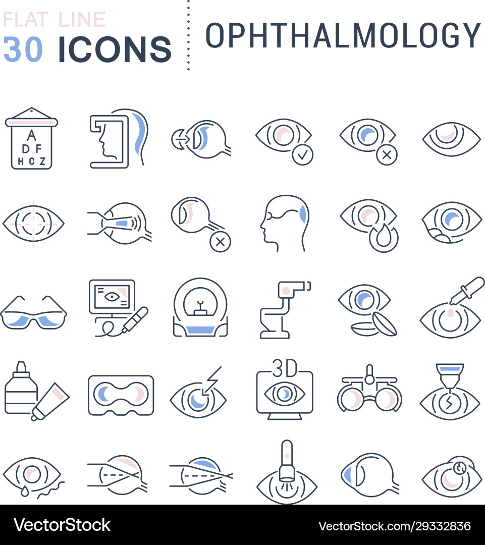 Set line icons ophthalmology Royalty Free Vector Image