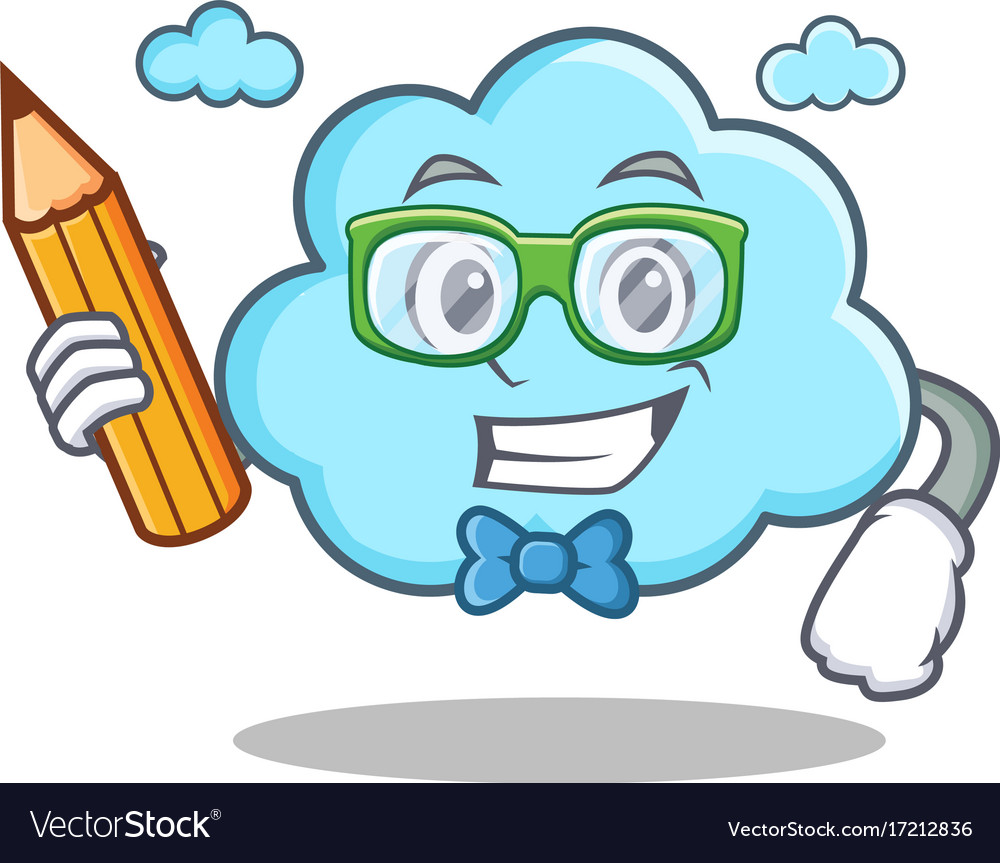 Student with pencil cute cloud character cartoon Vector Image