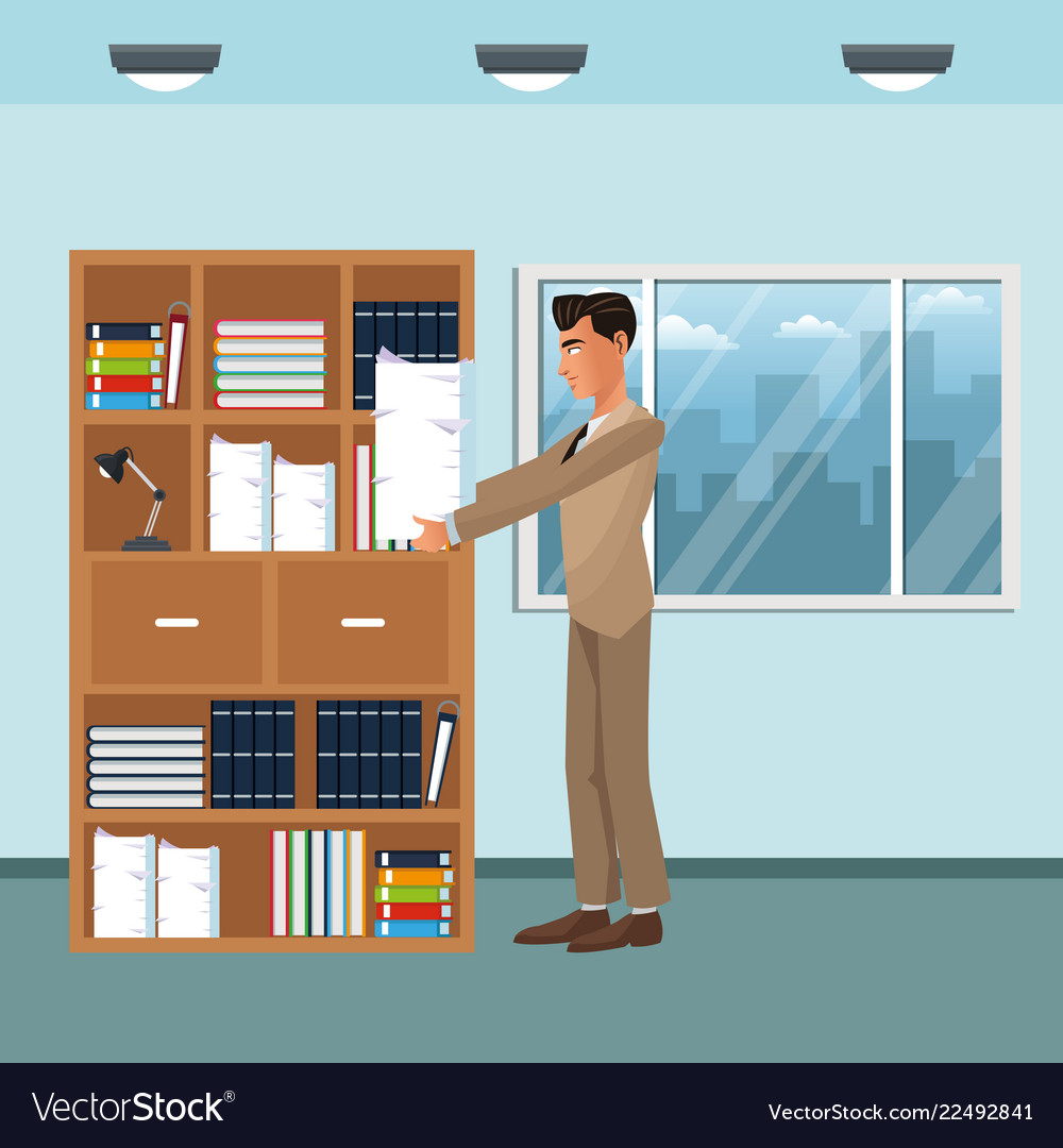 Business character in office scene Royalty Free Vector Image