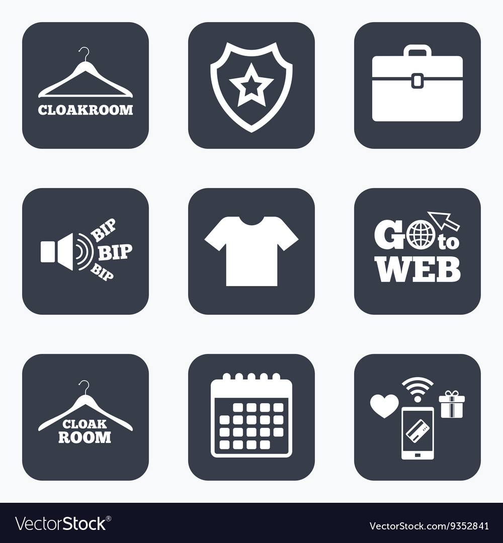 Cloakroom Signs Hanger Wardrobe Icons Royalty Free Vector