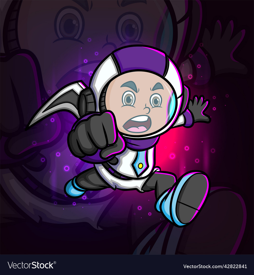 Cyborg boy is giving the punch esport mascot logo Vector Image