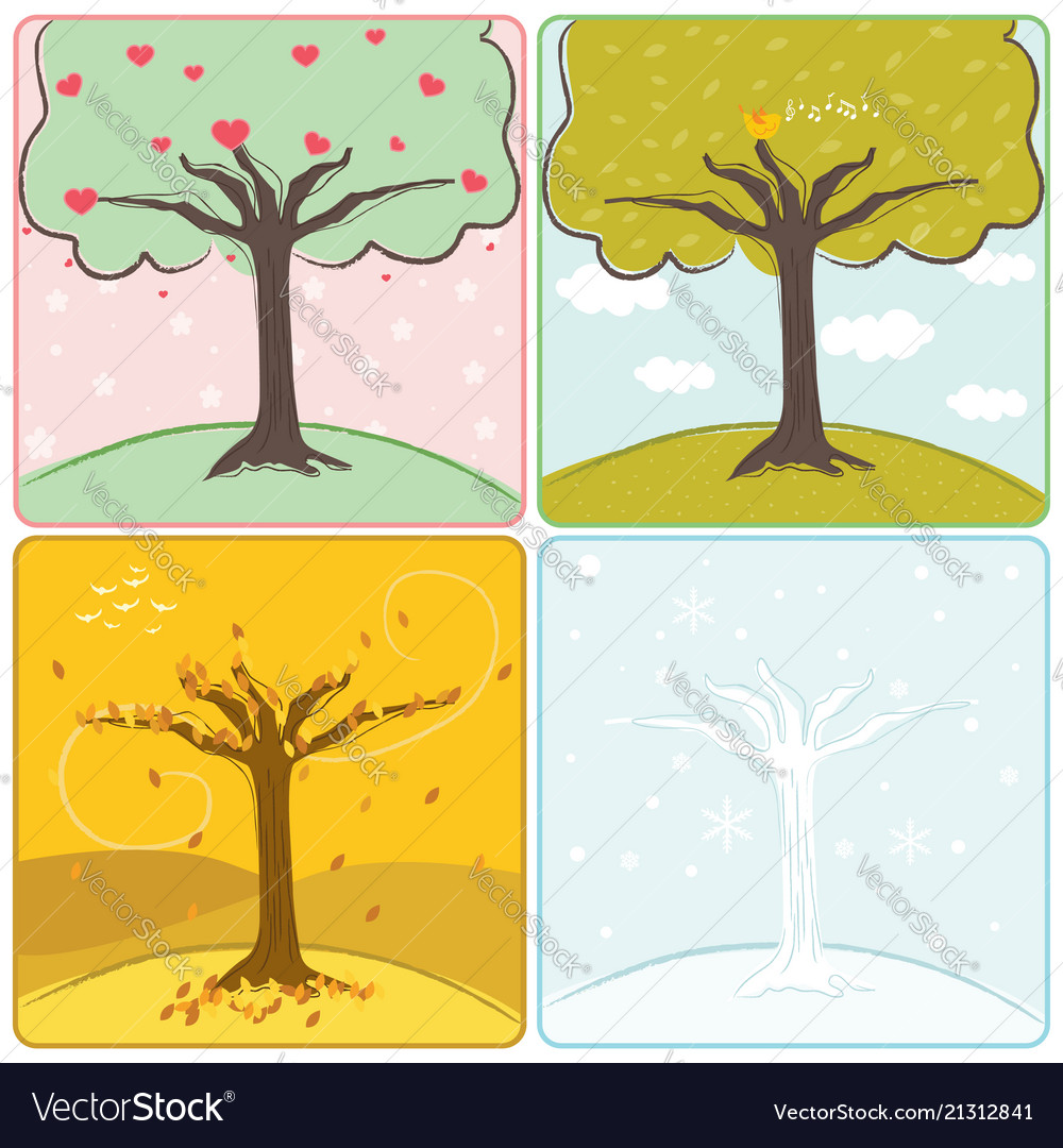 Four season trees vector image Four season trees