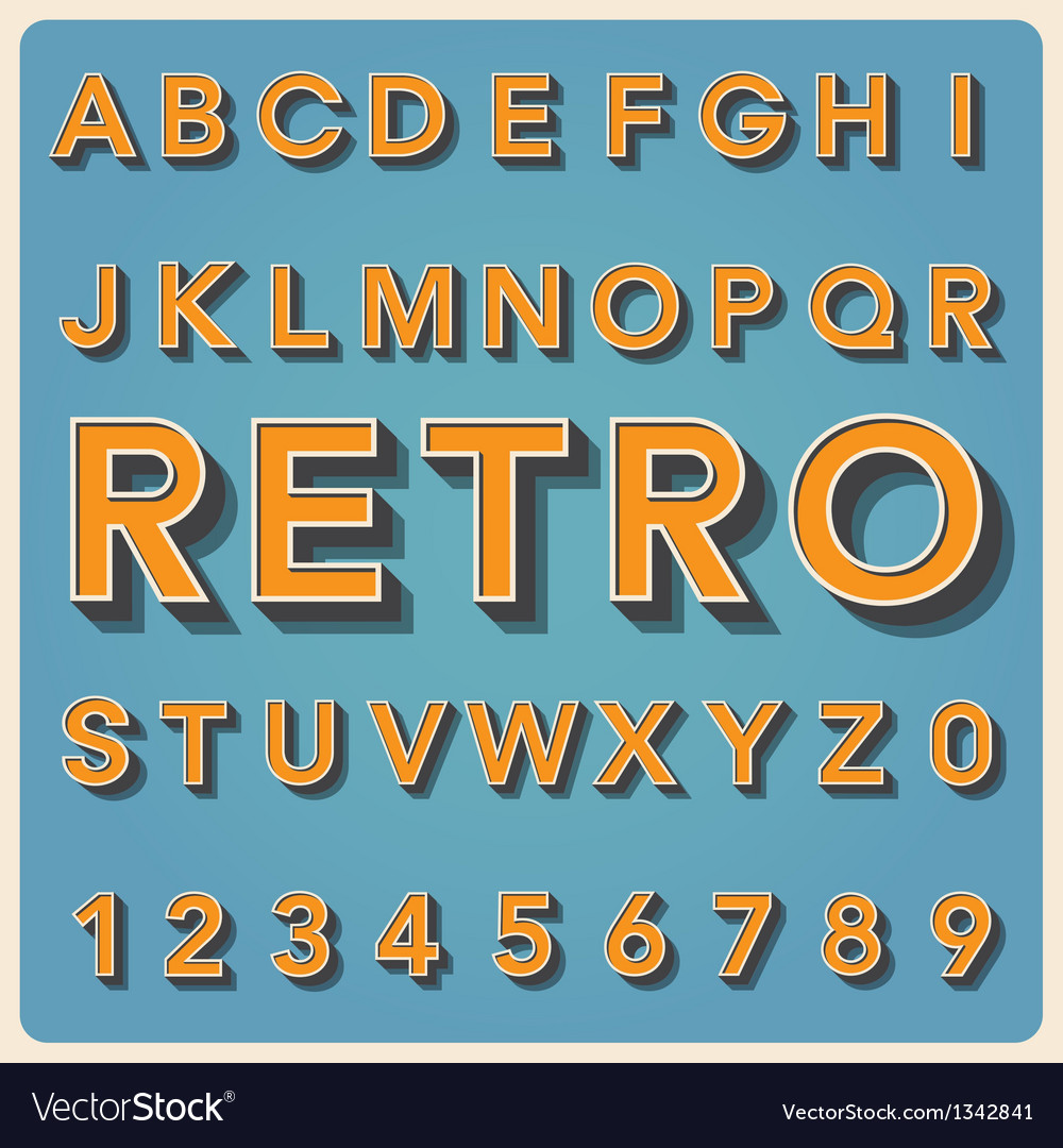 Retro type font vintage typography eps10