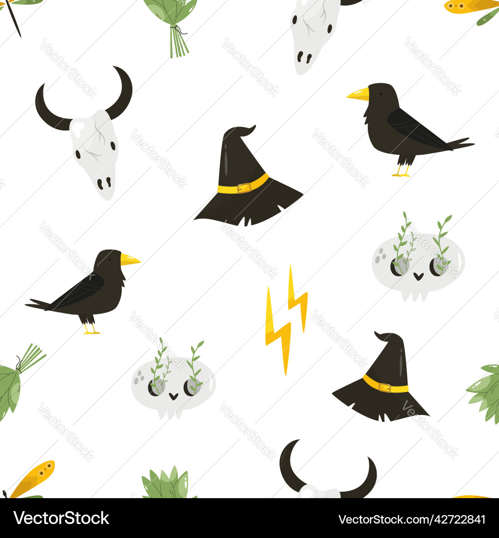 Seamless pattern with magic items symbols Vector Image