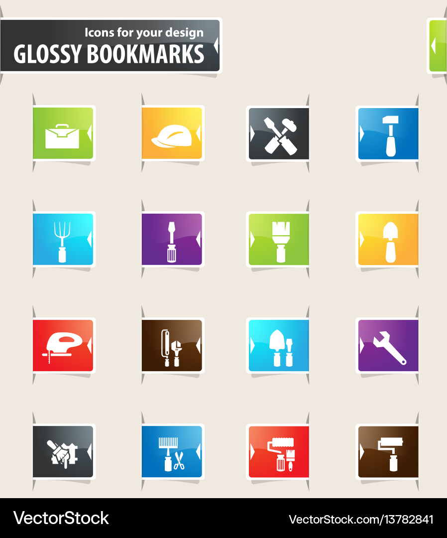 Work tools bookmark icons Royalty Free Vector Image
