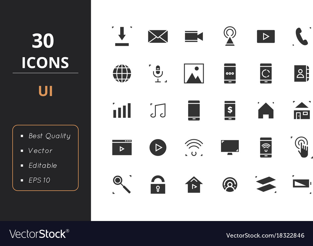 30 ui solid icons Royalty Free Vector Image - VectorStock