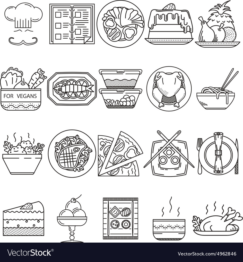 Food black line icons