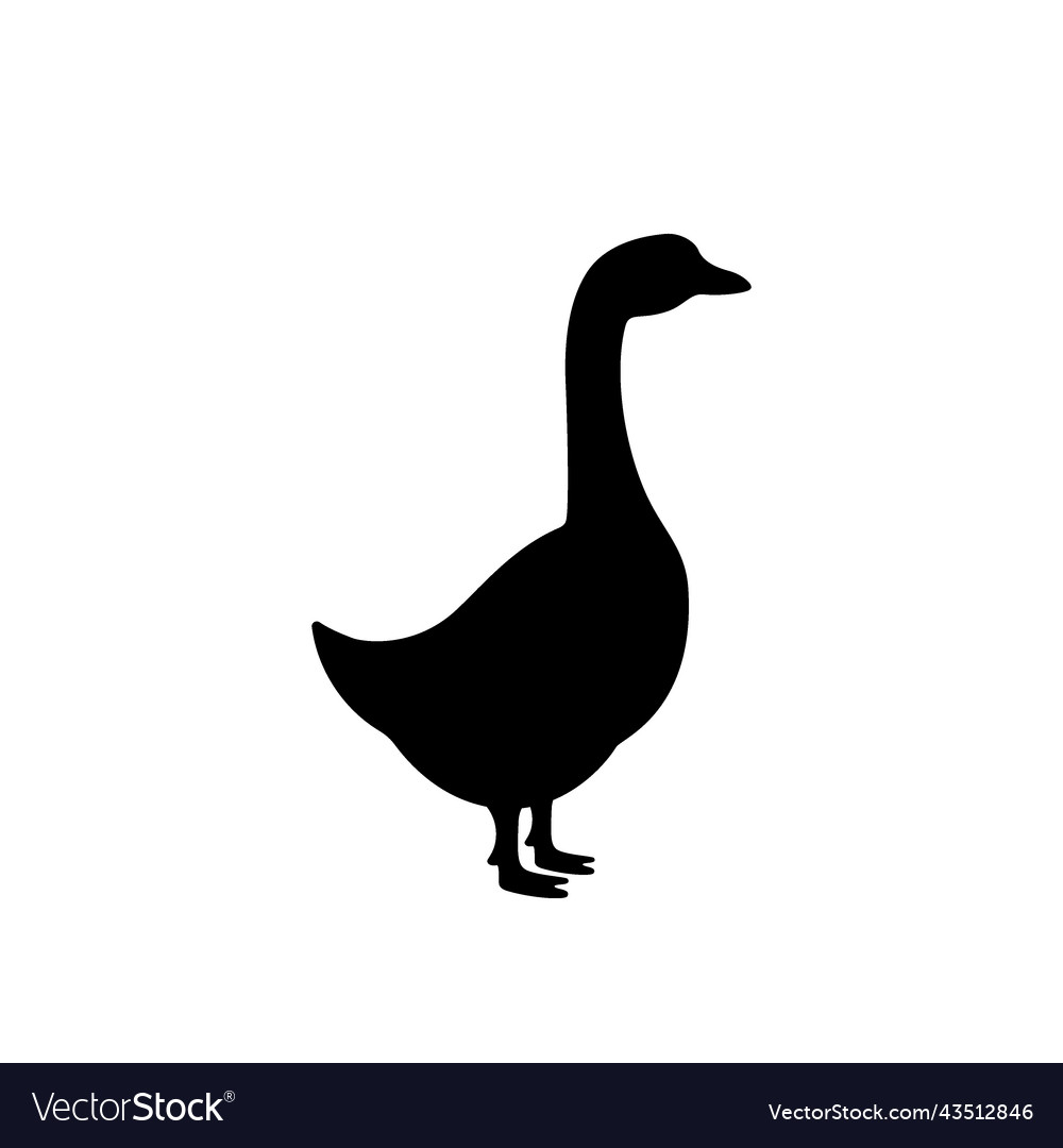 Goose black silhouette symbol farm bird Royalty Free Vector