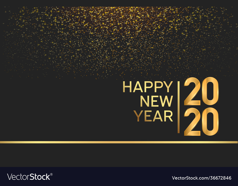 Happy new year 2020 golden number with glitter Vector Image