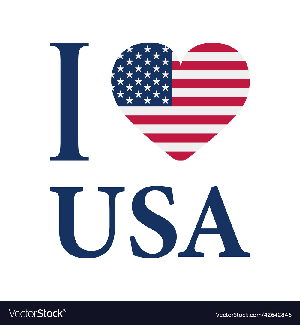 I love usa flag of the united states of america Vector Image