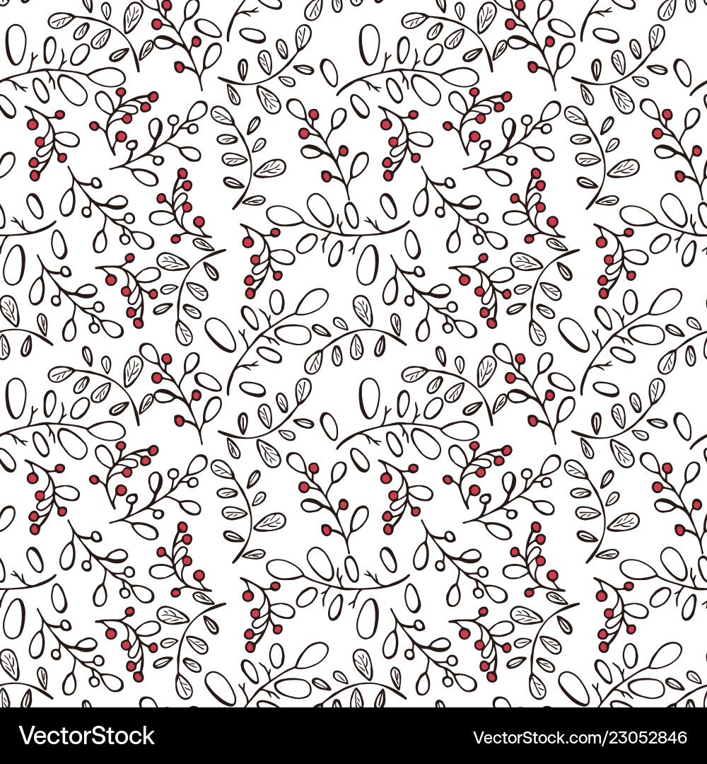 Winter seamless pattern with berries Royalty Free Vector