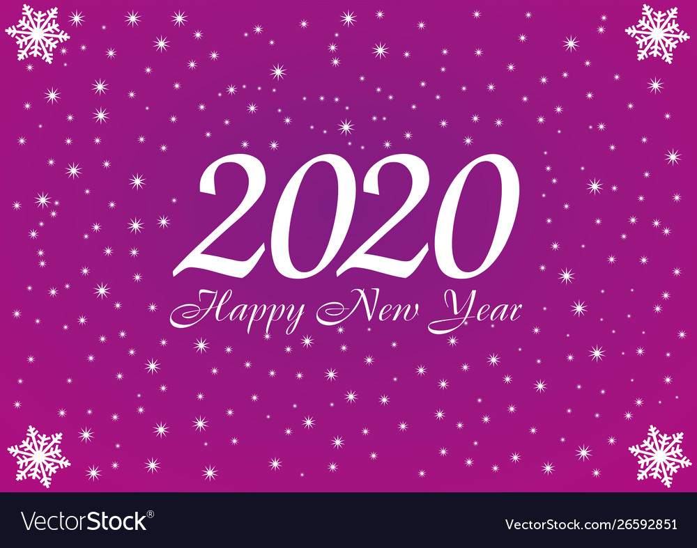 2020 Happy New Year Violet Background With White Vector Image