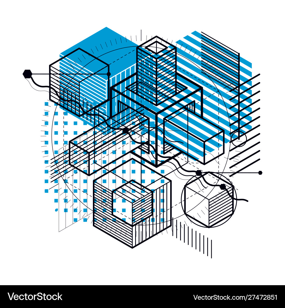 Isometric linear abstract background lined Vector Image