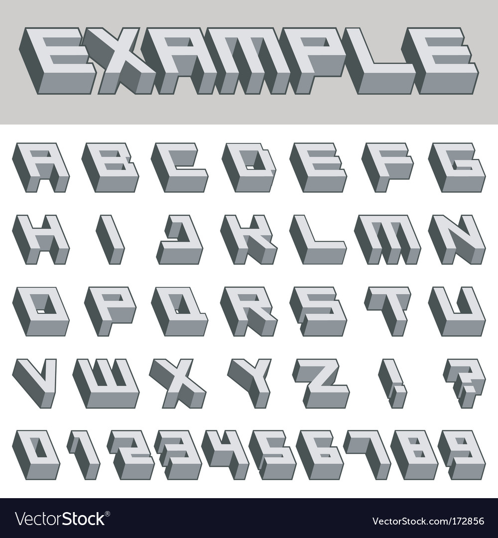 3d Alphabet Royalty Free Vector Image Vectorstock 7143