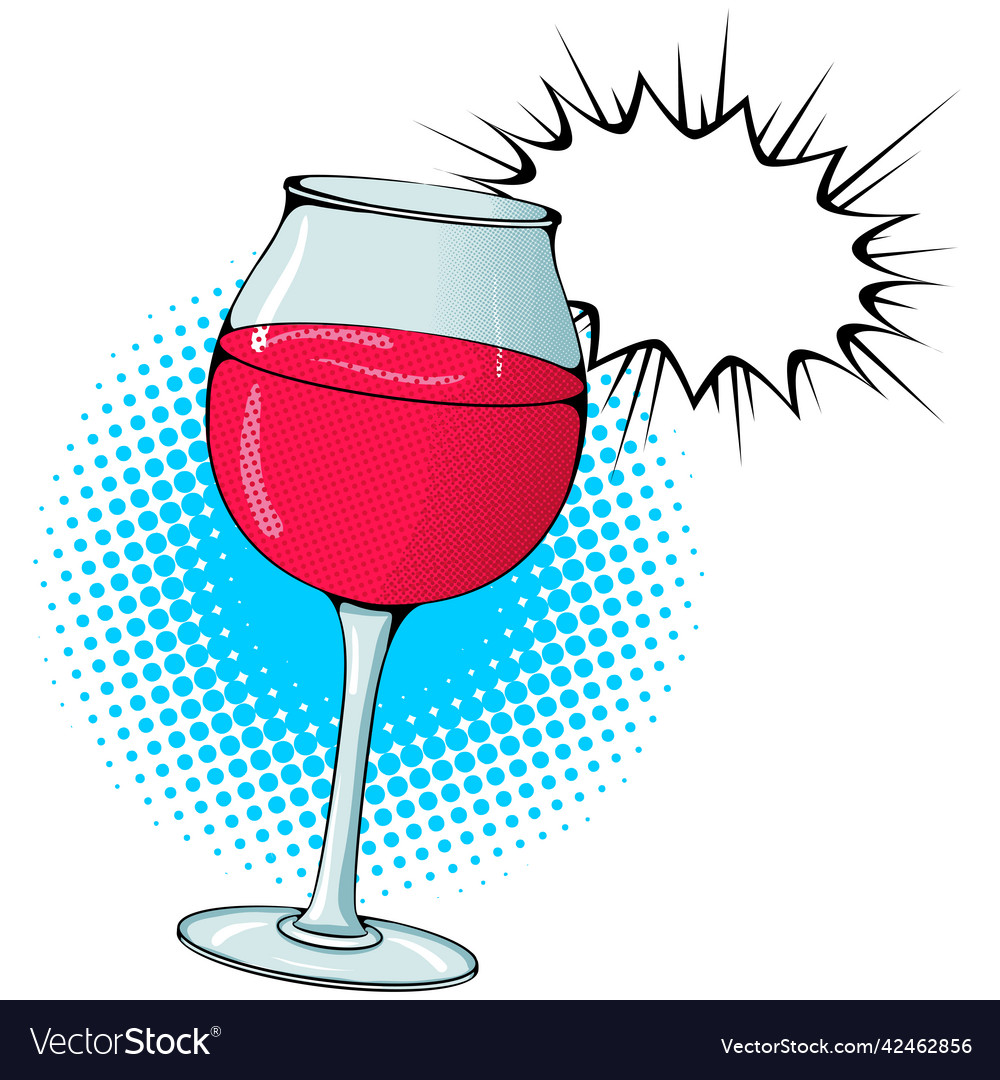 Glass of wine pop art style sticker