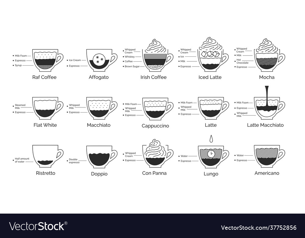 Infographic set coffee recipes Royalty Free Vector Image