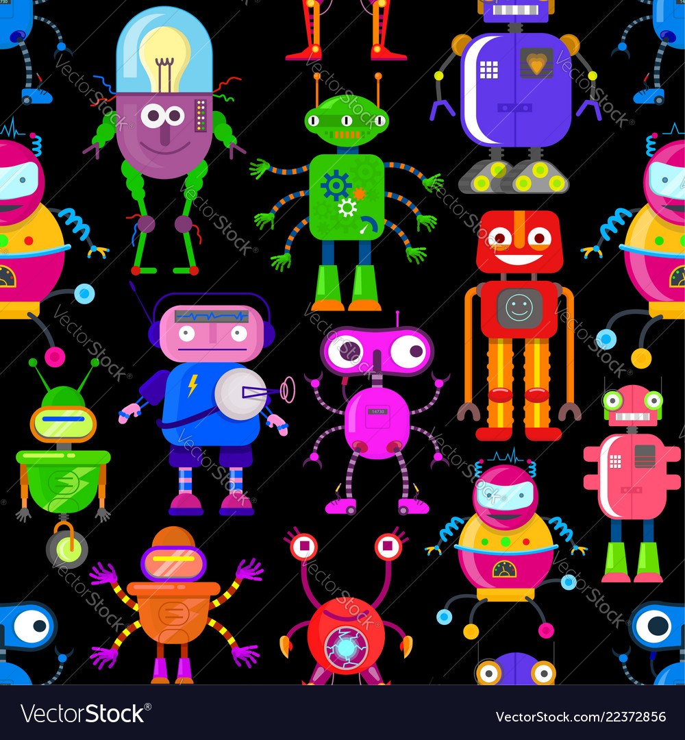 Pattern with robots Royalty Free Vector Image - VectorStock