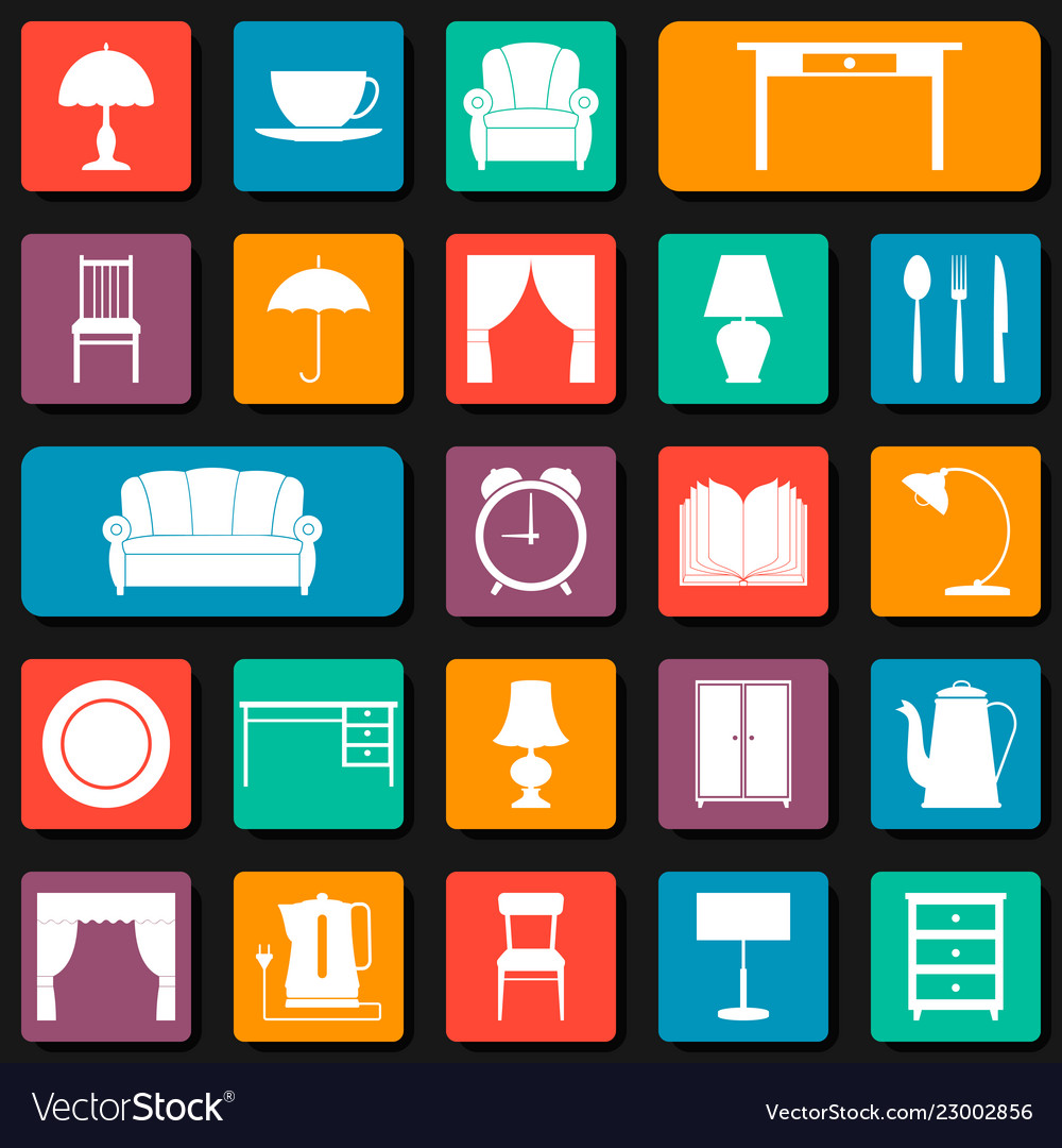 Seamless background with icons of furniture Vector Image