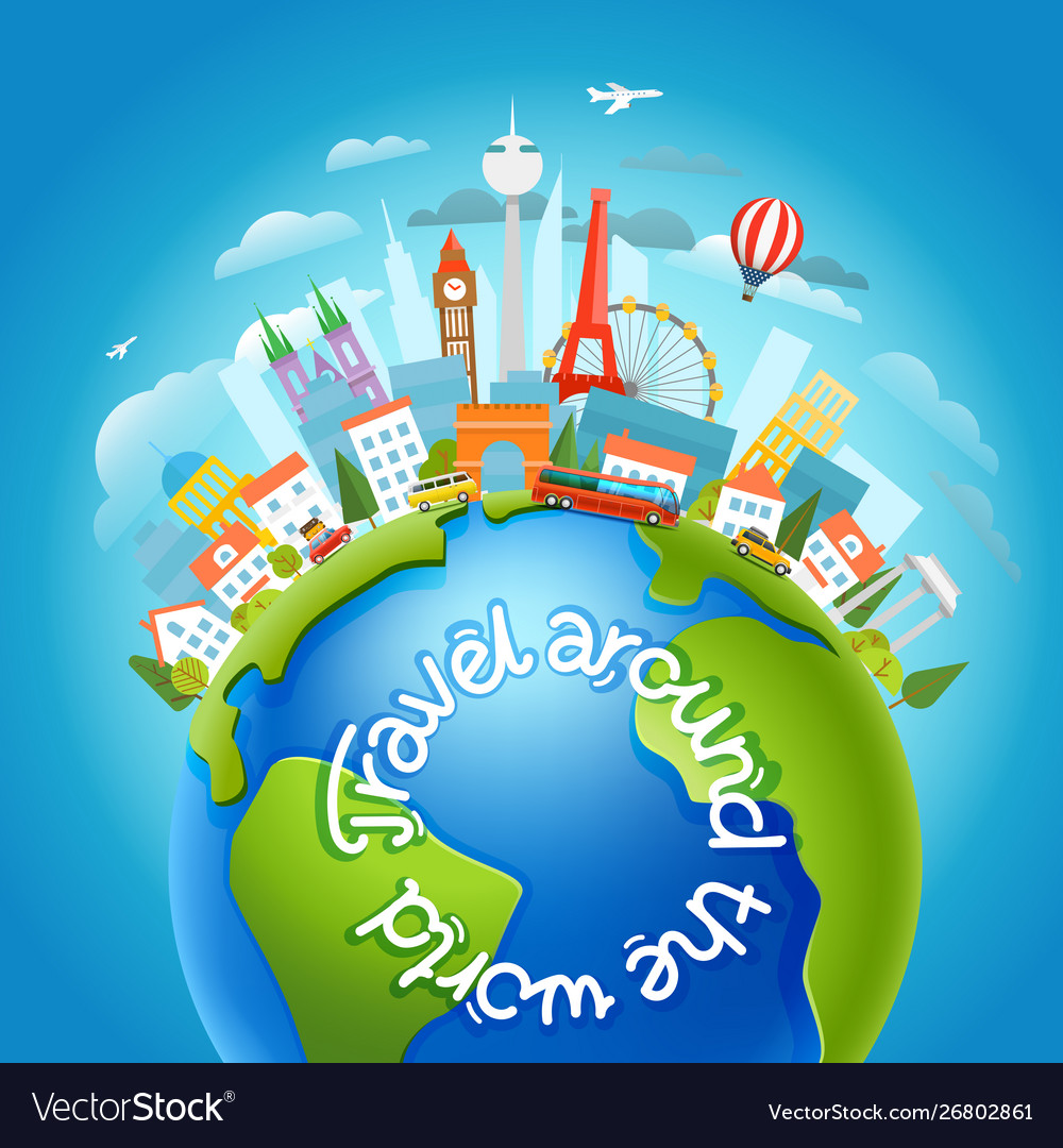 Around world travelling concept vector image Around world travelling concept