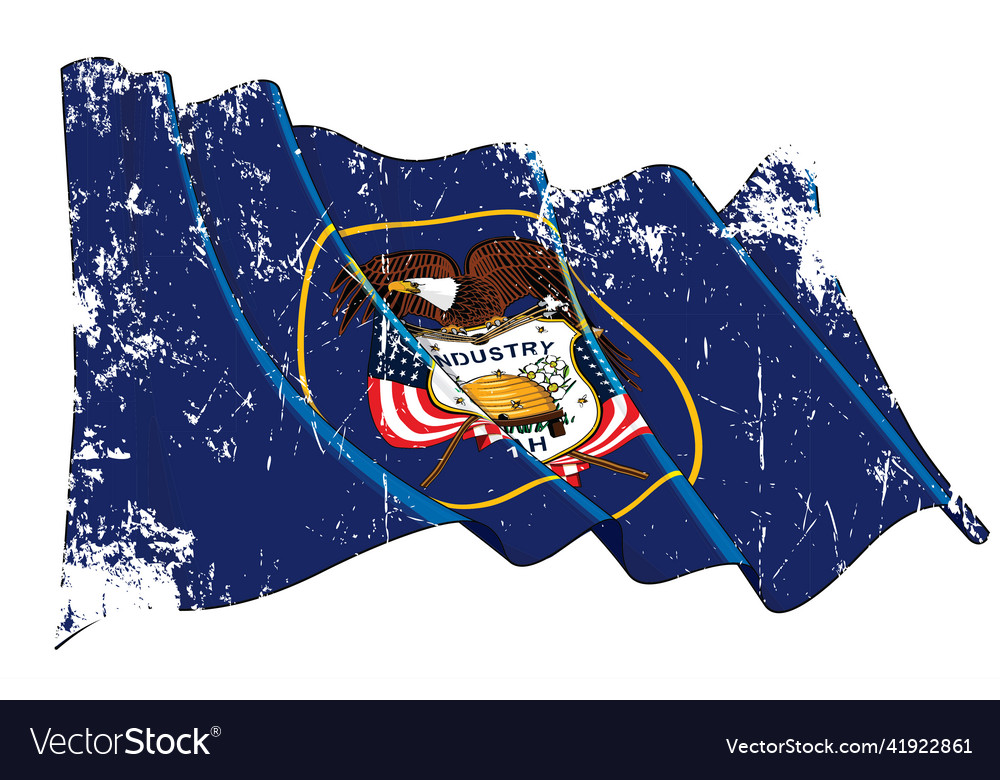 Textured Grunge Waving Flag Of The State Utah Vector Image Textured Grunge Waving Flag Of The State Utah Vector Image