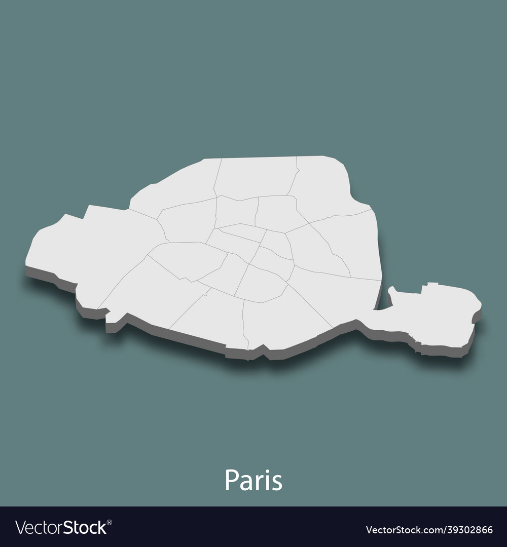 3d isometric map of paris is a city france Vector Image