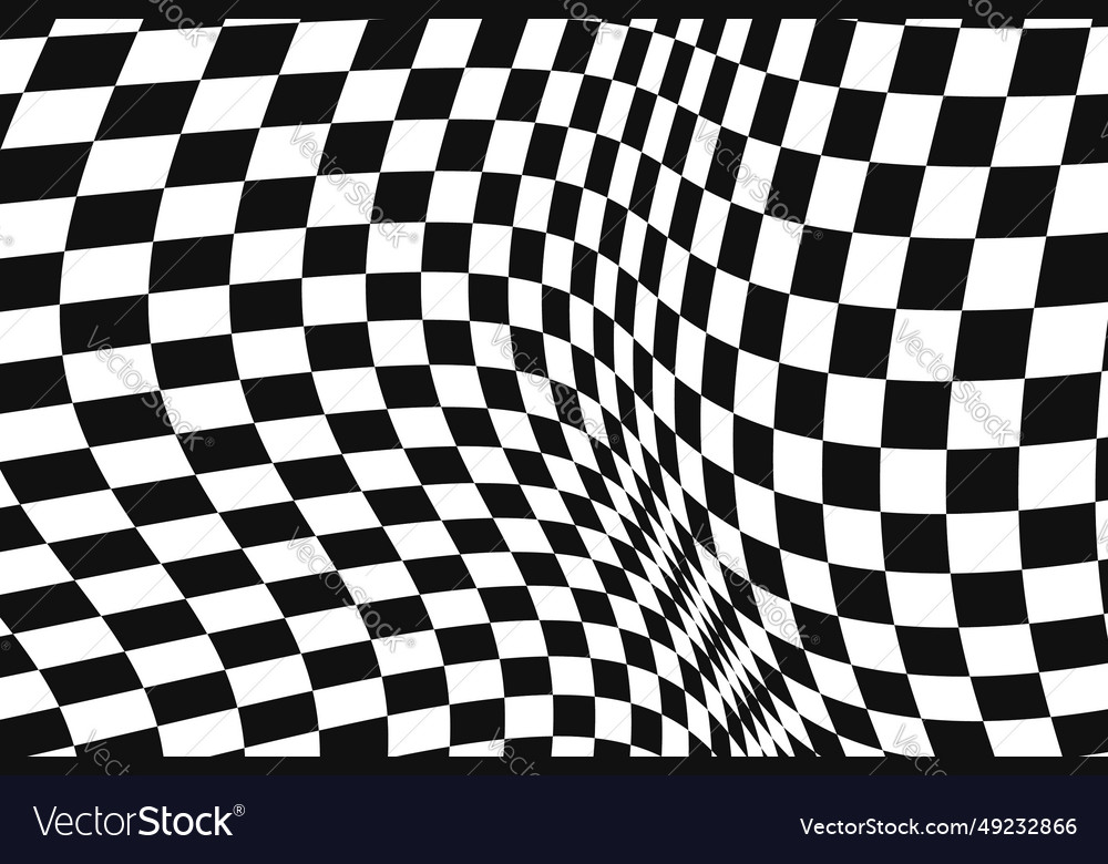 Black and white checkered wavy surface Royalty Free Vector