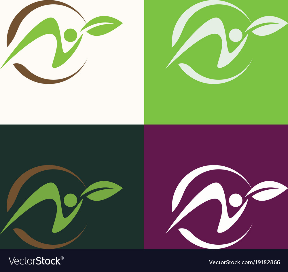 Circle green people logo Royalty Free Vector Image