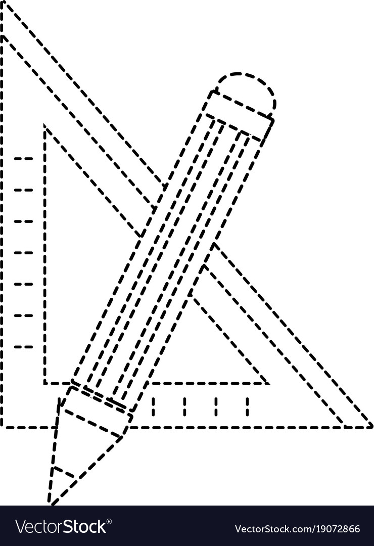 Dotted shape square ruler with pencil school tools