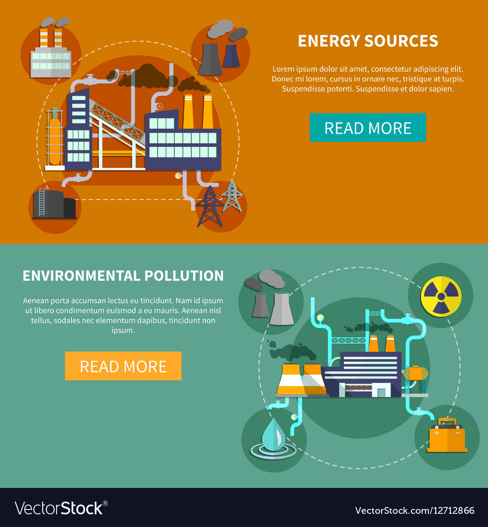 Energy Sources And Environmental Pollution Banner Vector Image