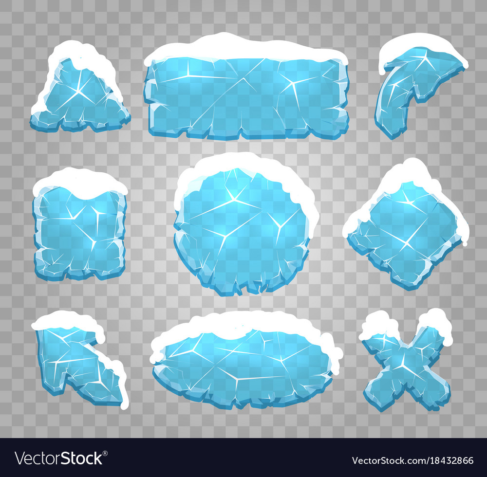 Ice and snow interface buttons Royalty Free Vector Image