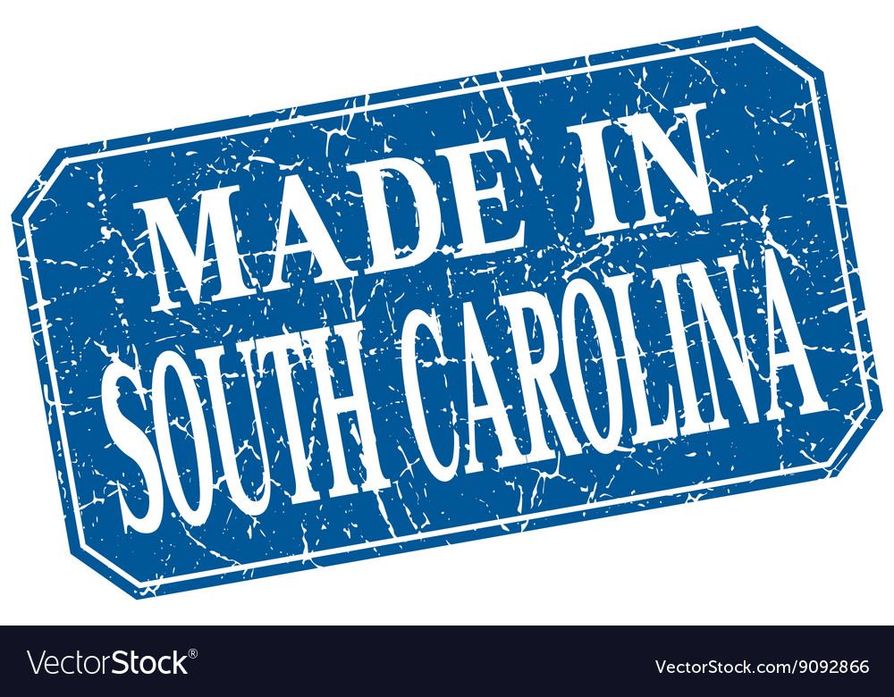 Made in south carolina blue square grunge stamp