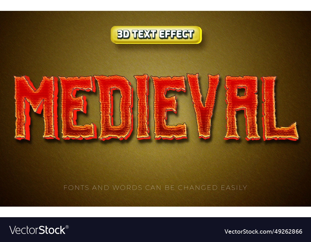 Medieval 3d editable text effect style