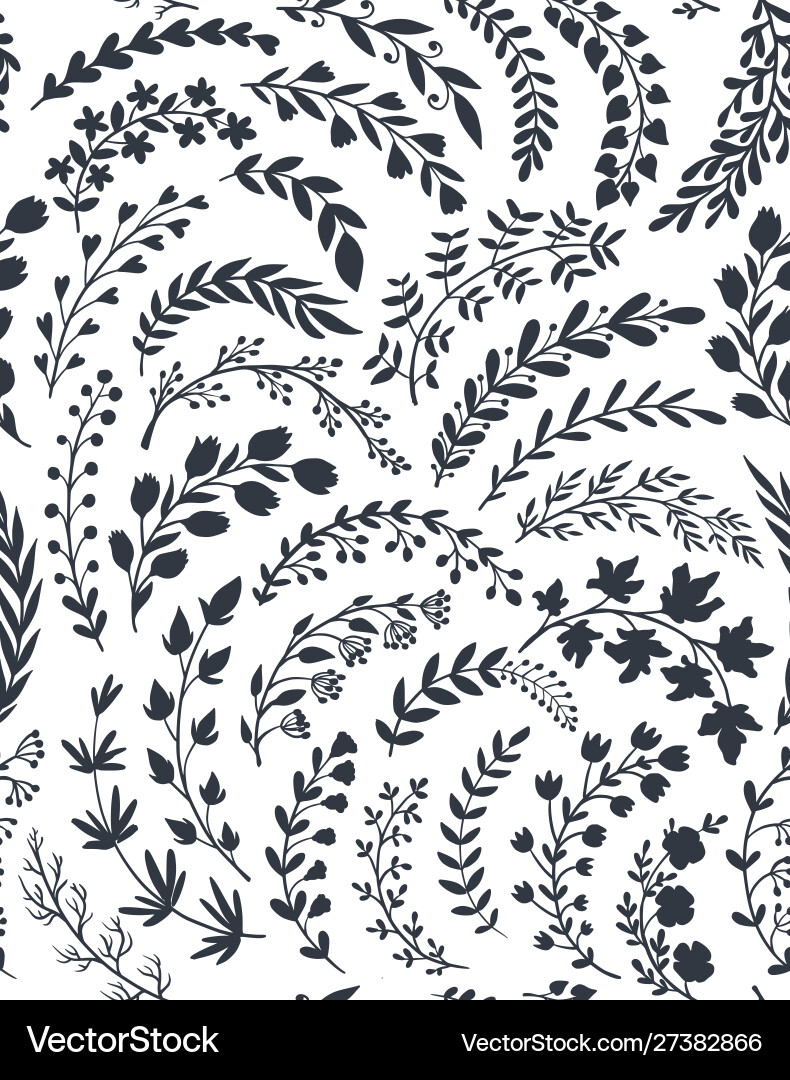 Seamless pattern with hand drawn leaves and Vector Image