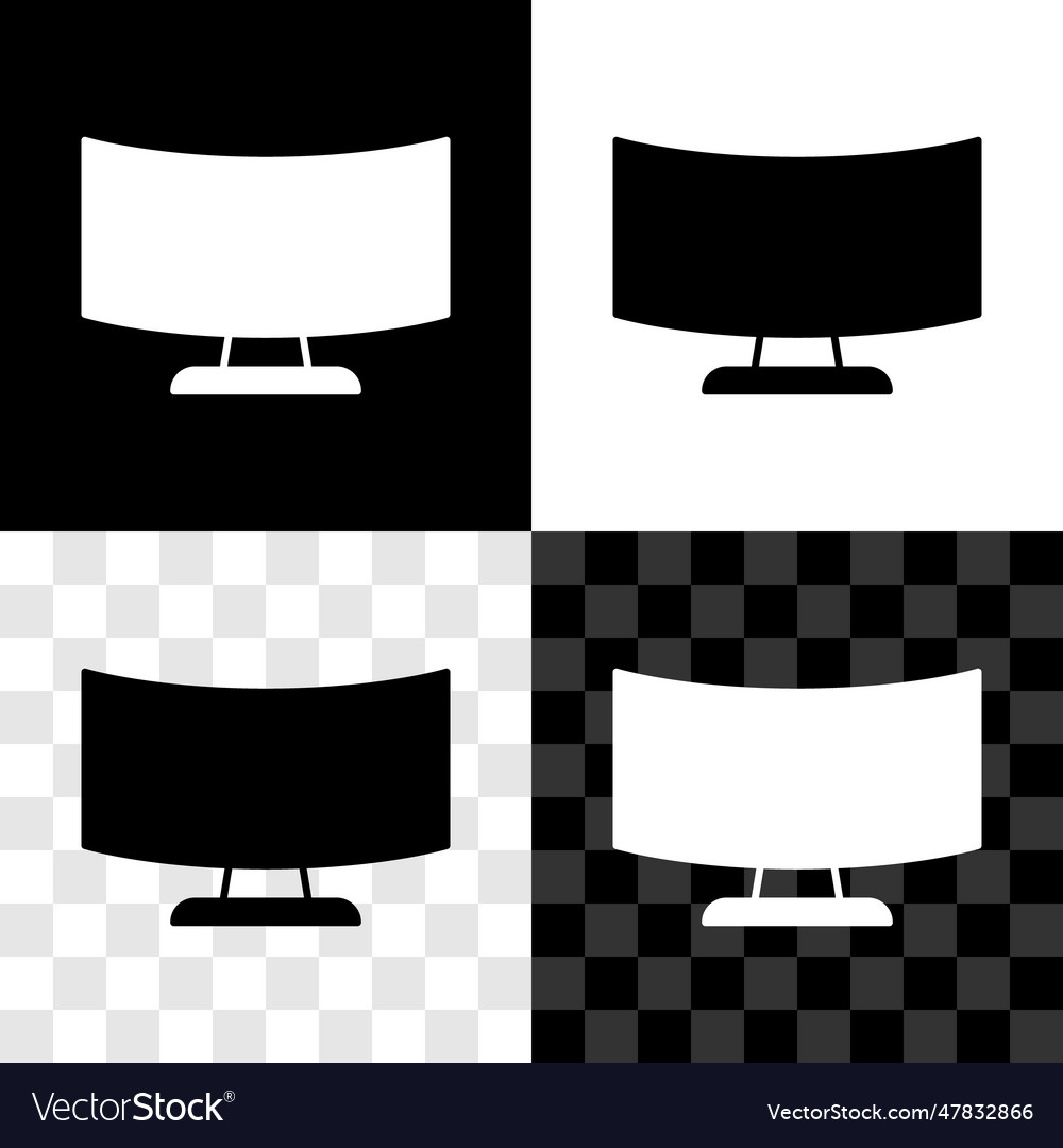 Set computer monitor screen icon isolated on black