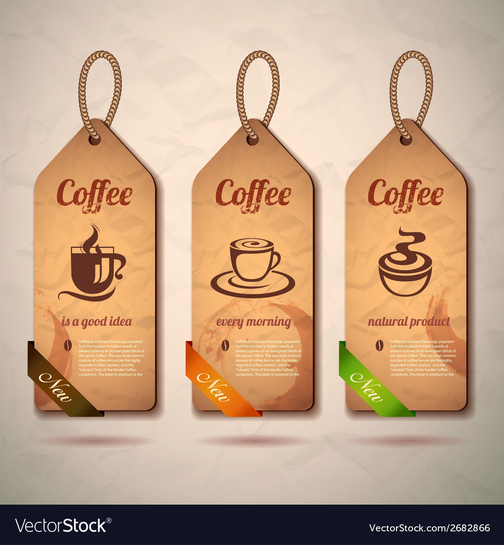 Set of vintage decorative coffee labels Royalty Free Vector