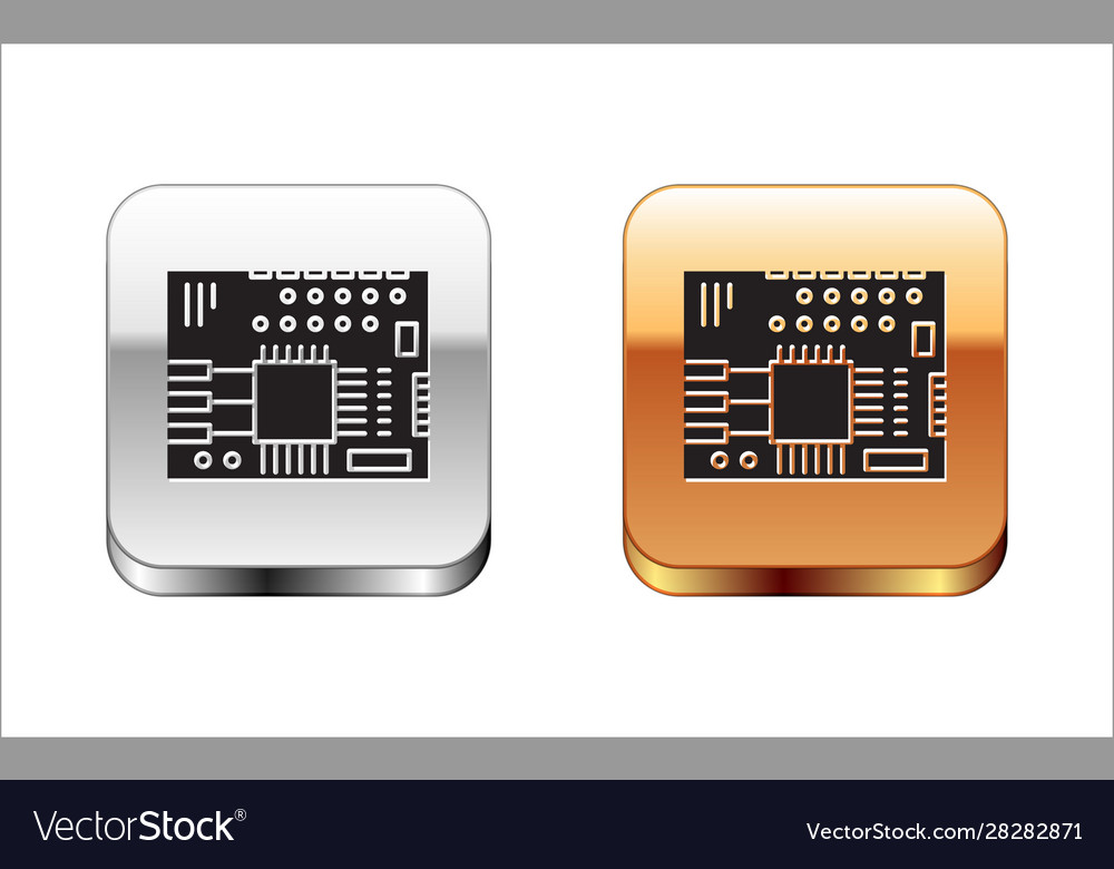 Black printed circuit board pcb icon isolated Vector Image