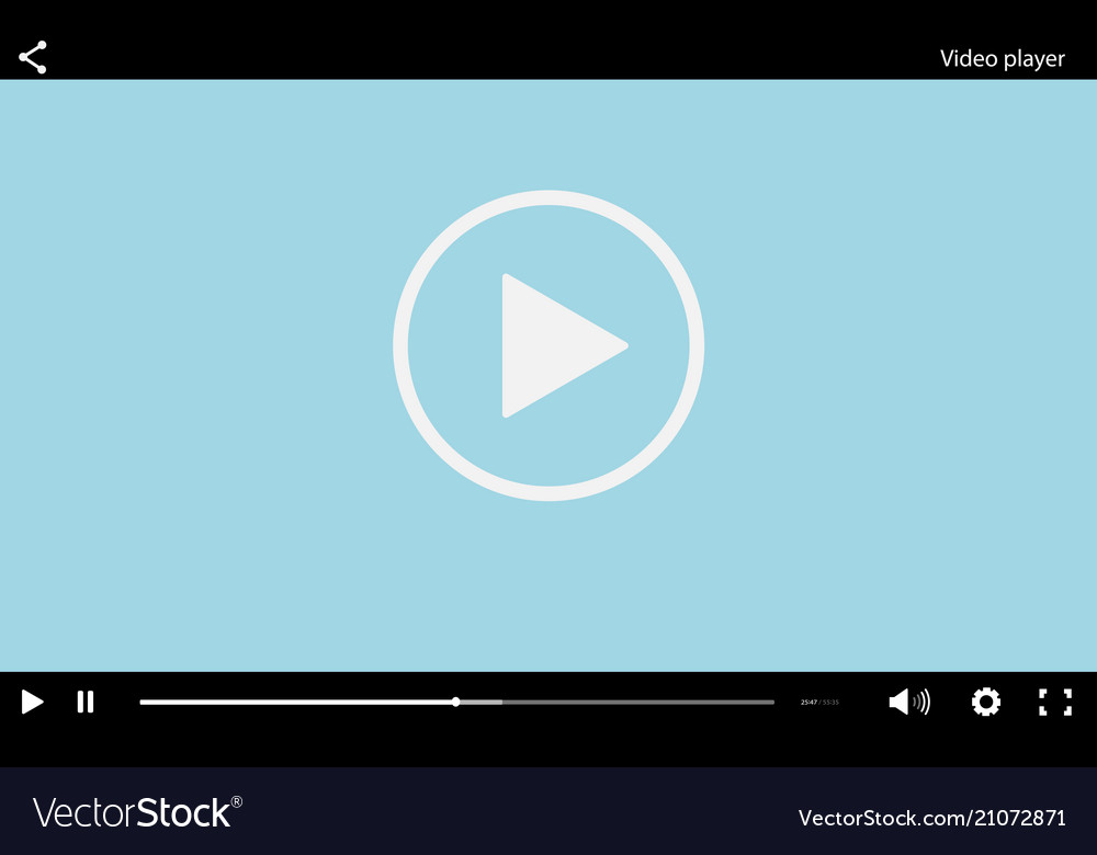 Blue flat video player bar template for your desig