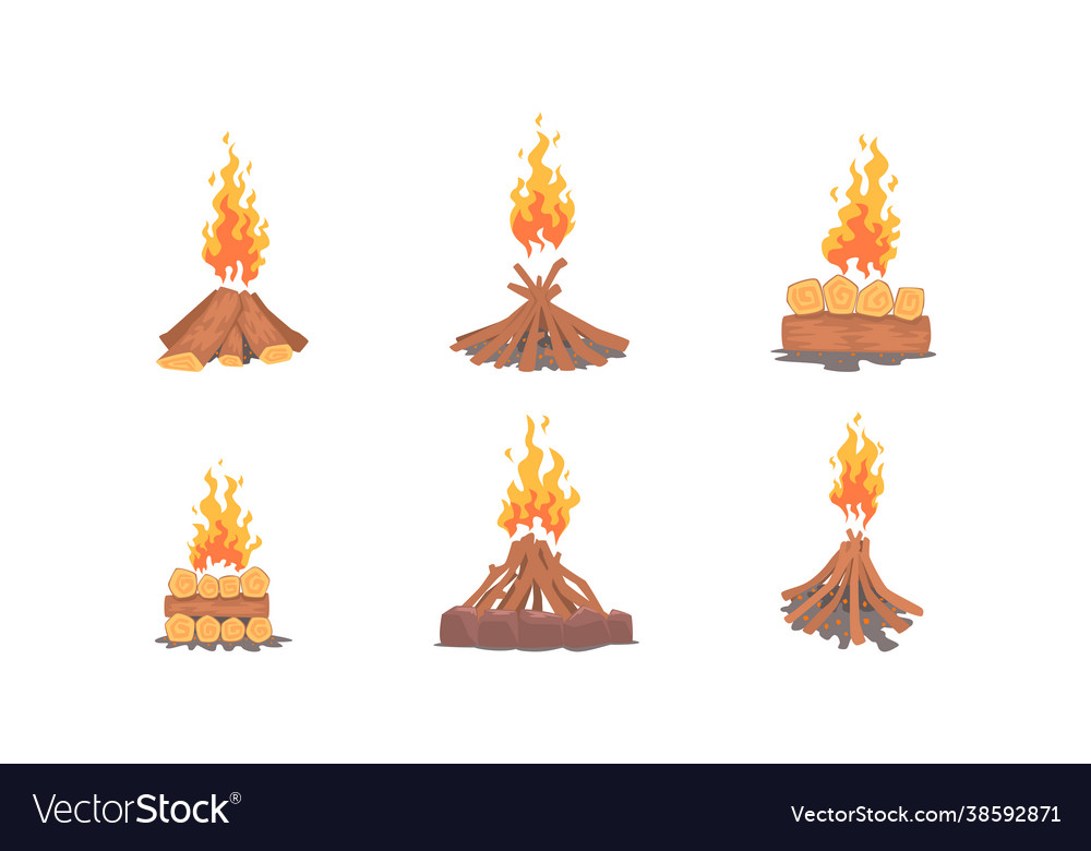 Campfire or bonfire with pile woods or lumber Vector Image