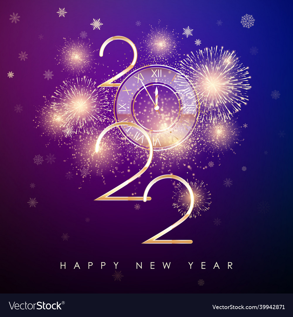 Happy new year 2022 years banner with golden Vector Image