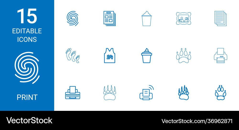 Print icons Royalty Free Vector Image - VectorStock