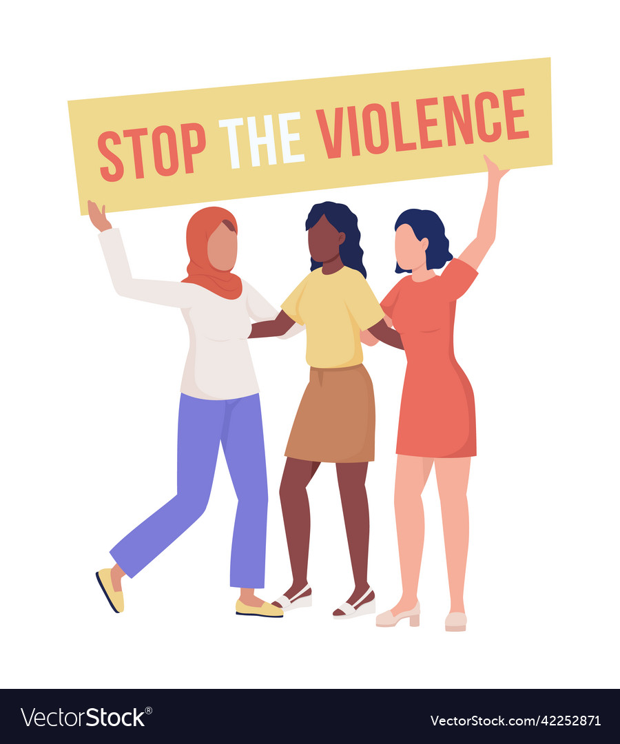 Protest against violence semi flat color Vector Image