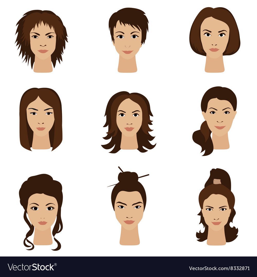 Young woman girls with various different hair Vector Image