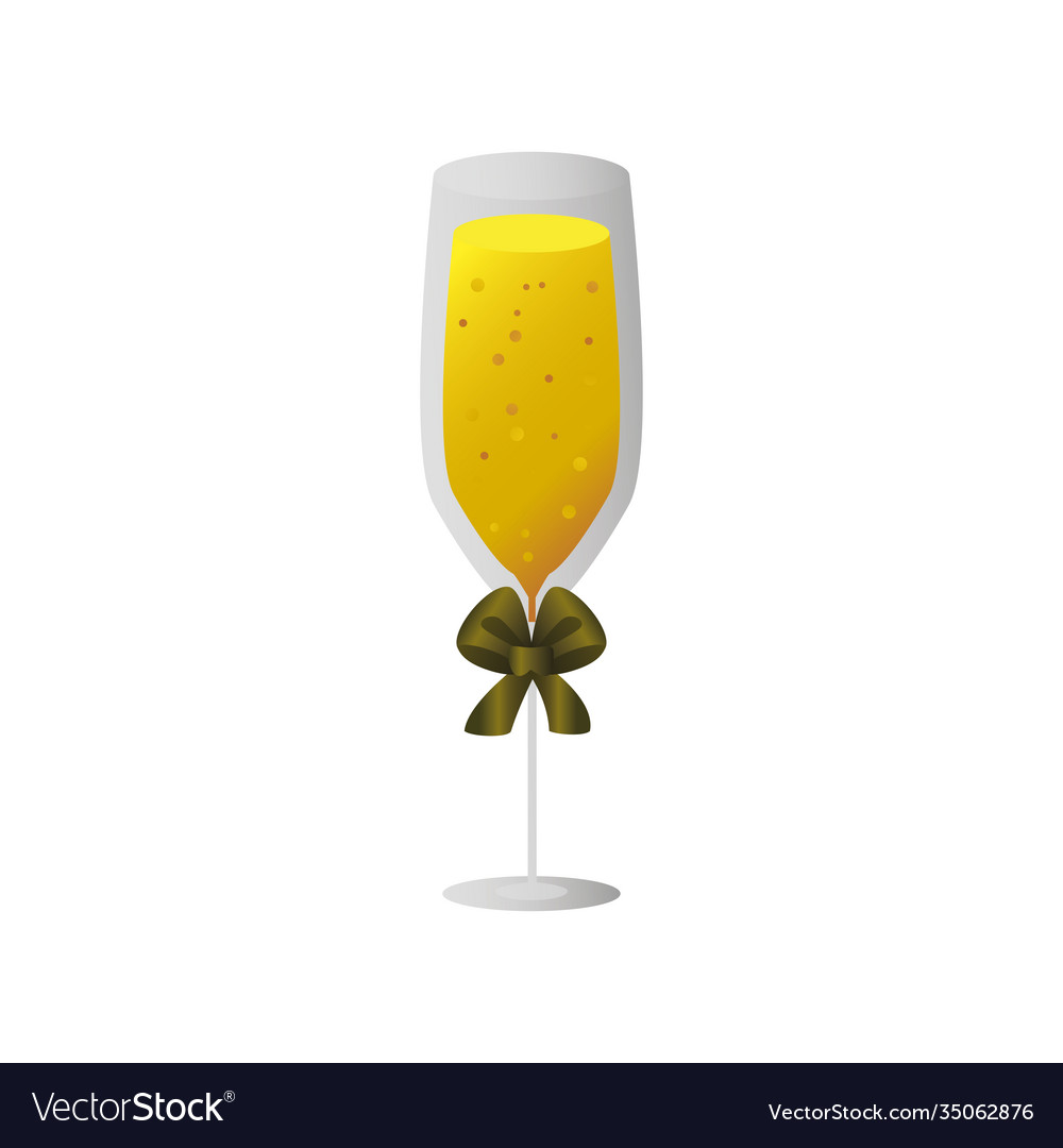 Champagne cup with bow celebration on white