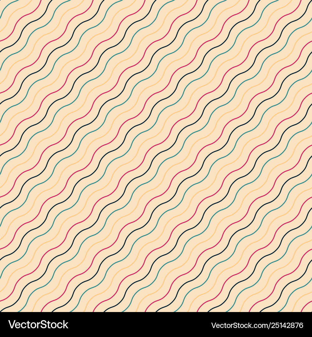 Diagonal seamless wavy pattern - retro Royalty Free Vector