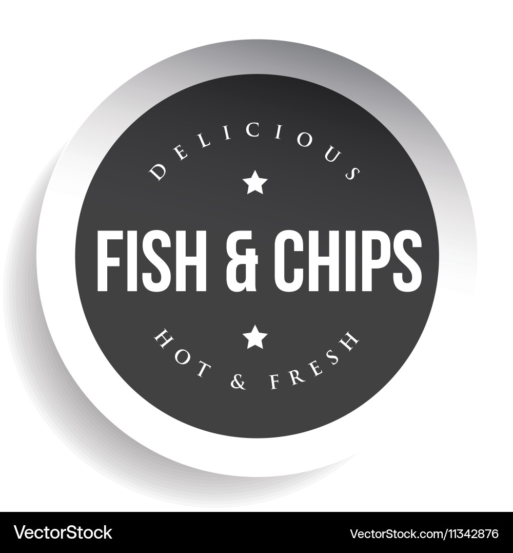Fish and chips vintage black stamp sticker Vector Image