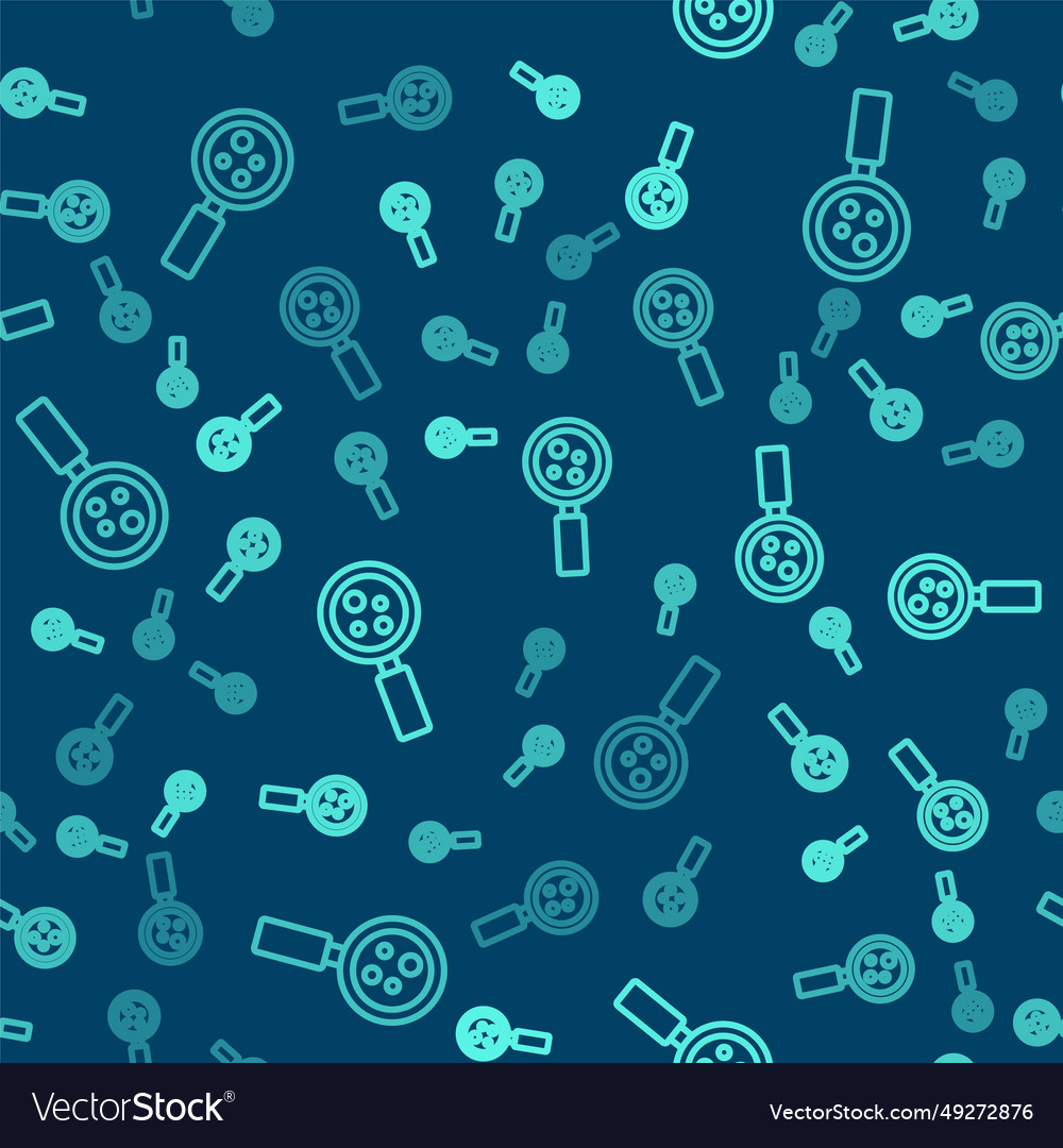 Green Line Microorganisms Under Magnifier Icon Vector Image