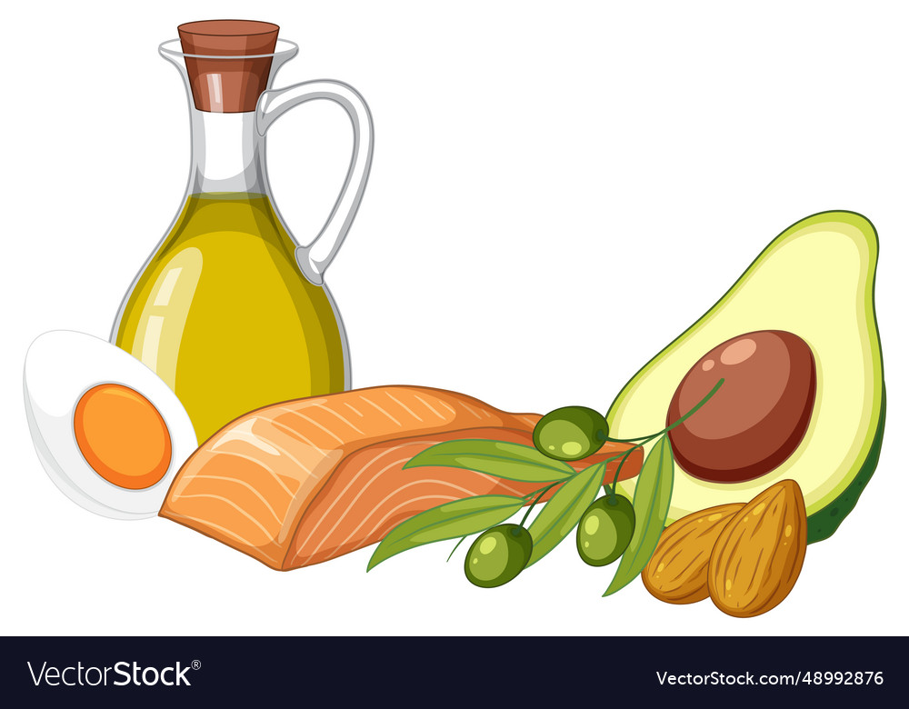 Group Of Various Foods Containing Vitamin E Vector Image